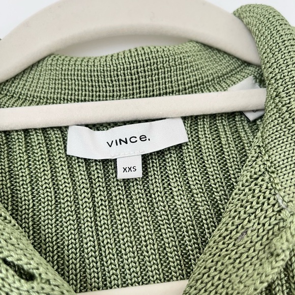 Vince Ribbed Collar Green Cardigan Sweater - Picture 5 of 7